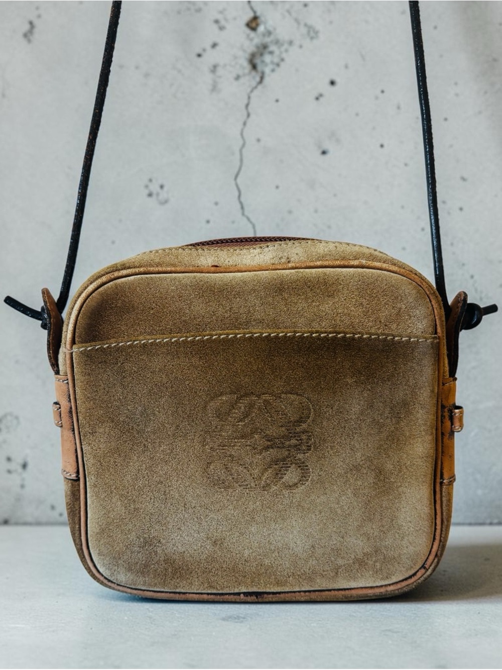 Loewe VTG anagram suede crossbody bag RARE